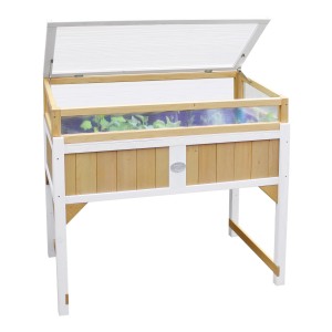 Axi Hochbeet mit Gewächshaus, braun-weiß, 120x54x120 cm. Holz-Hochbeet mit transparentem Aufsatz.
