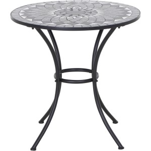 Runder, grauer Siena Garden Gartentisch Como mit Keramikplatte und Stahlgestell, 60x60 cm.