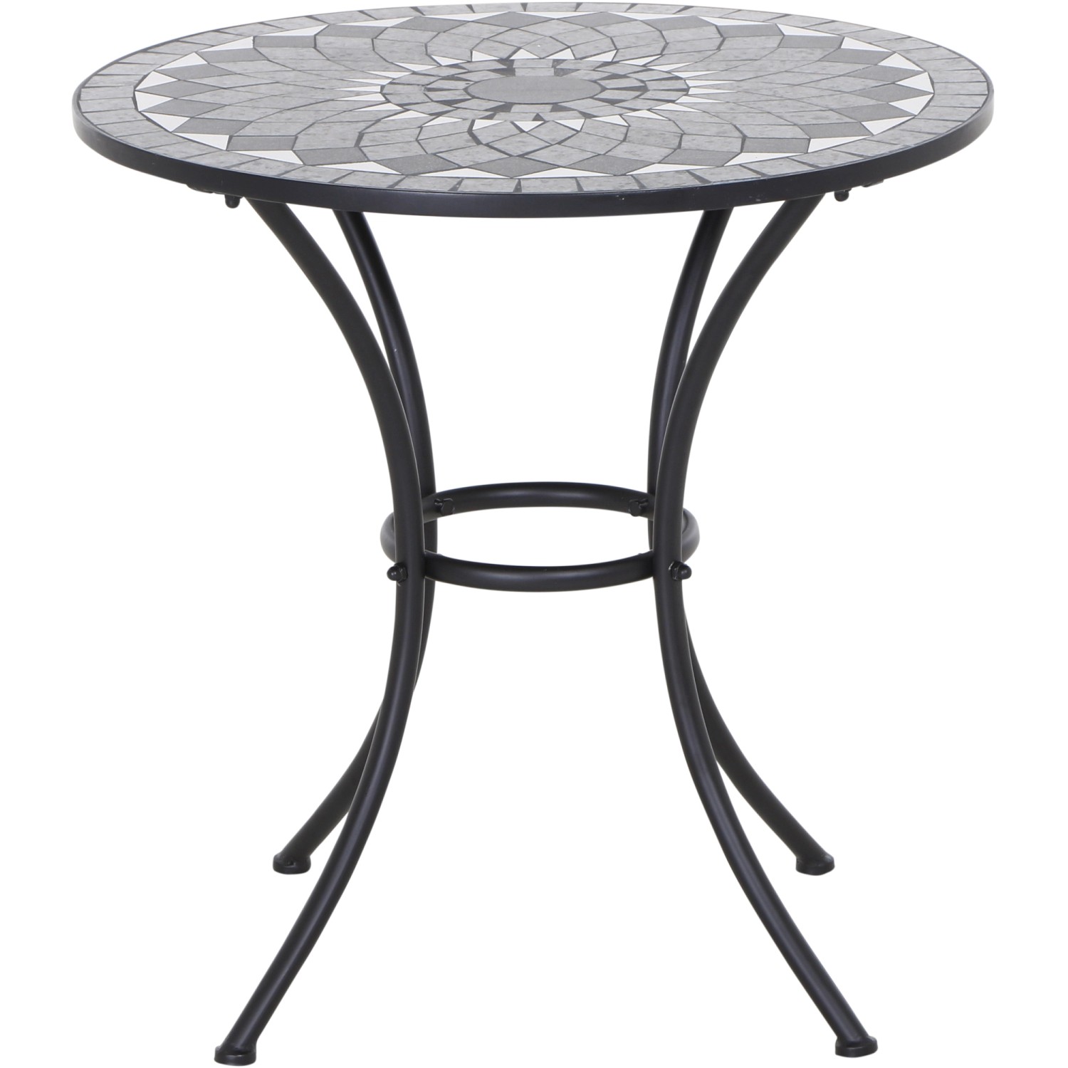 Runder, grauer Siena Garden Gartentisch Como mit Keramikplatte und Stahlgestell, 60x60 cm.