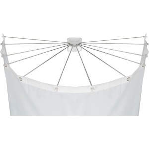 Wenko Duschschirm mit 12 Armen aus Edelstahl und weißem Duschvorhang.