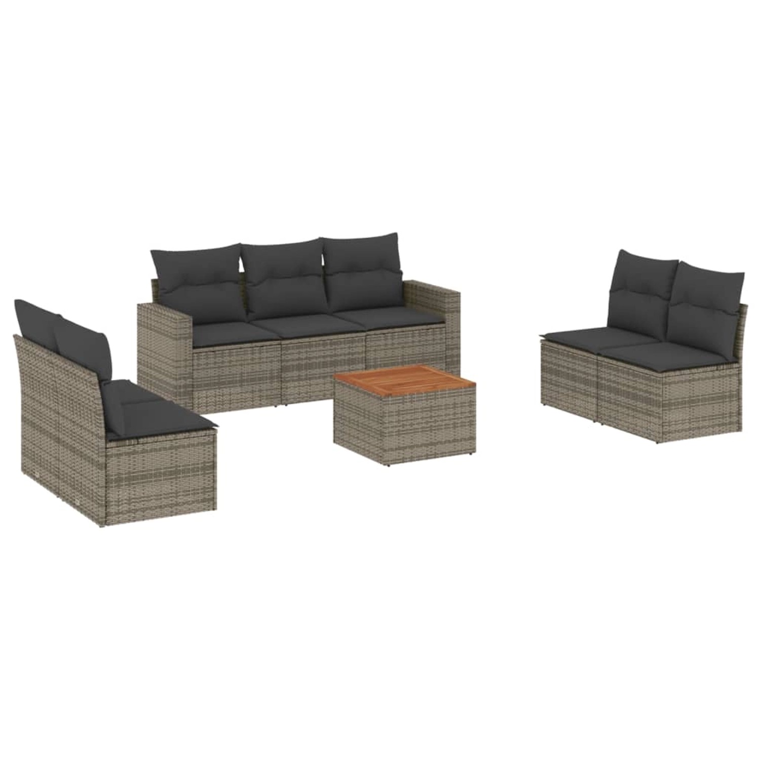 vidaXL 8-tlg Garten-Sofagarnitur mit Kissen Grau Poly Rattan Modell 86 günstig online kaufen