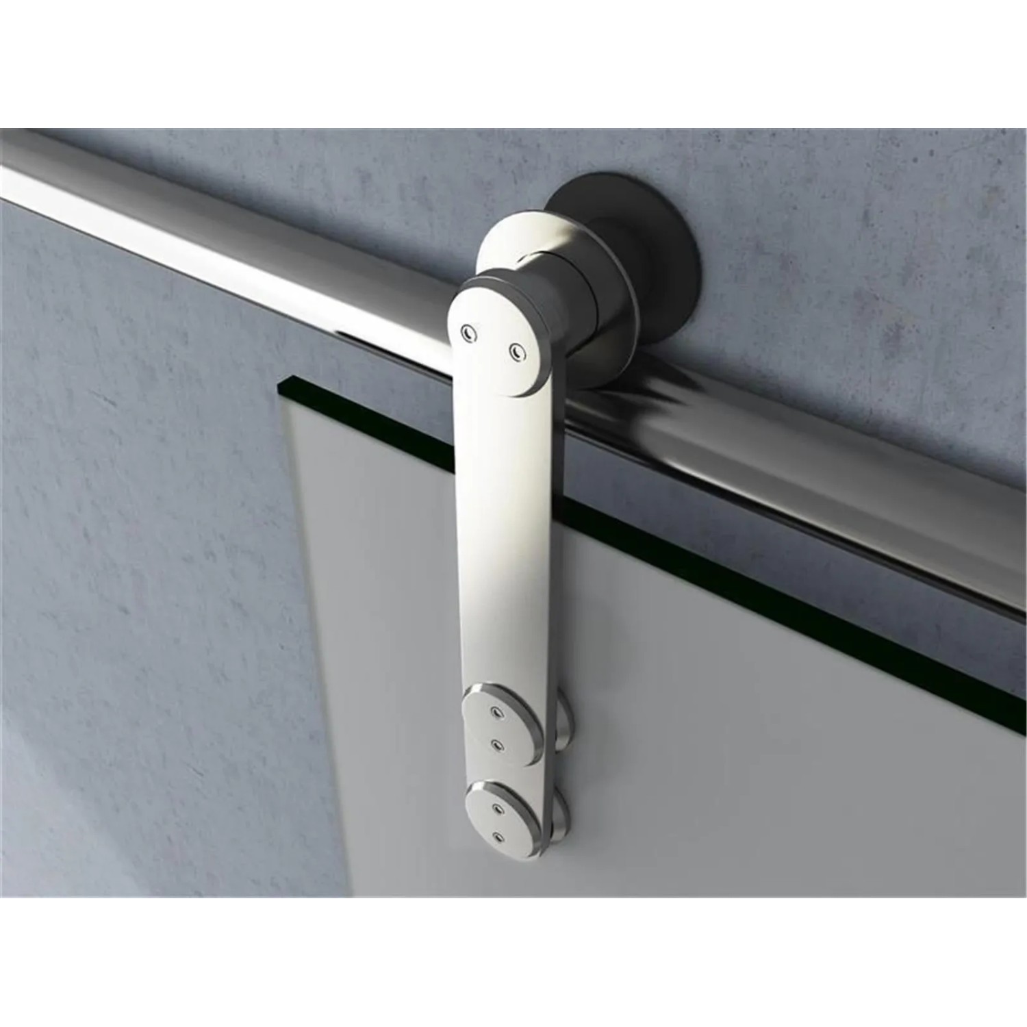 Glasschiebetür Hagen 900mm A34 mit Edelstahlschiene und satinierter Glastür.