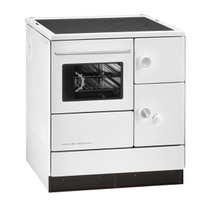 Weißer Haas+Sohn Küchenofen mit Kochplatte und Backofen, 7,5 kW Leistung.