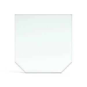 Feuercampus Funkenschutzplatte aus klarem Glas, sechseckig, für Kaminofen. 120x100 cm, 0,6 cm dick.