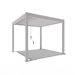 Freistehender, sandfarbener Weide Classic Alu-Stahl Pavillon 3x3 m mit Lamellendach.