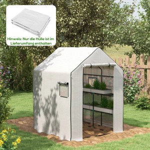 Furnicato Gewächshaus-folie Ersatzplane Wasserdicht Aufrollabare Fenster & Tür 140 X 143 X 190 Cm Weiß