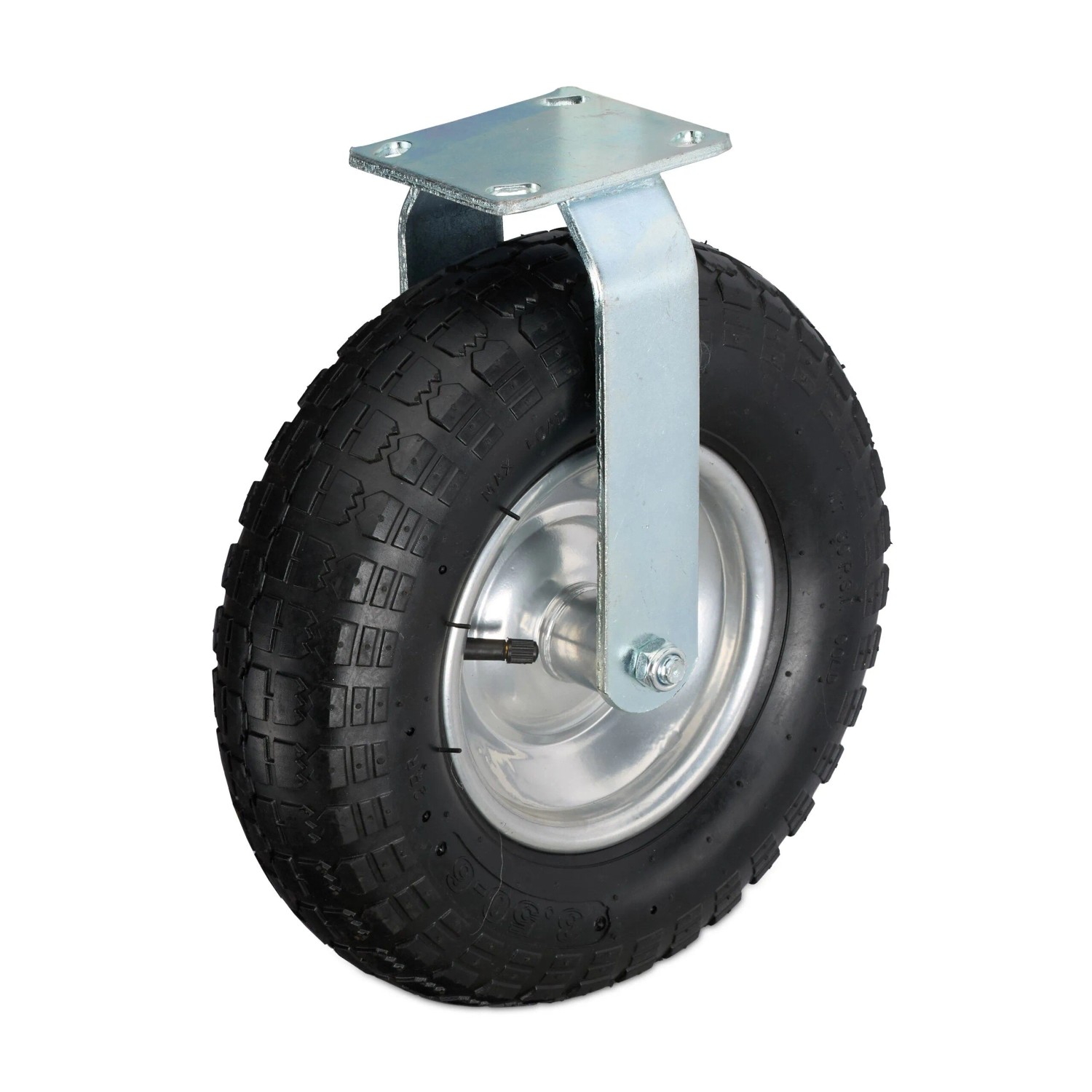 Relaxdays Bockrolle Stahl Gummi Schwarz Silber Luftbereift Schwerlast 35 cm 3,3 kg