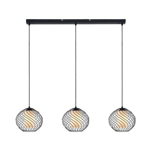 Lindby Pendelleuchte Cedrice 9624897 Retro Vintage Antik in Schwarz aus Metall 3-flammig E27 Wohnzimmerleuchte