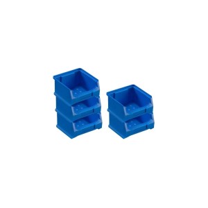 PROREGAL SparSet: 5 blaue Sichtlagerboxen, 6x10x10 cm, 0,4 Liter, für Aufbewahrungssysteme.
