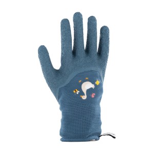 Blauer Blackfox Kinderhandschuh Kansas Gr. 3 mit Gänse-Motiv für Gartenarbeit.