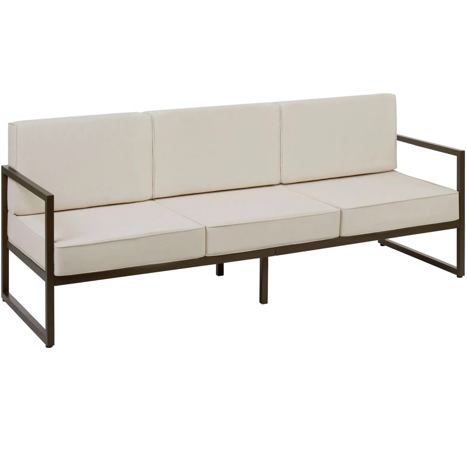 Tectake Garten Loungesofa Comosa Dicke Des Sitzpolsters 14 cm Wasserabweisende  Abnehmbare Polyesterbezüge  78 x 210 x 85 cm Braun Beige