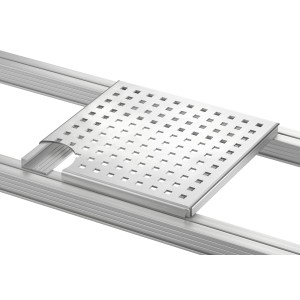 Rahmenprofil für Edelstahl Gully, 42x17x1000 mm, zur einfachen Gullymontage auf Terrassendielen.