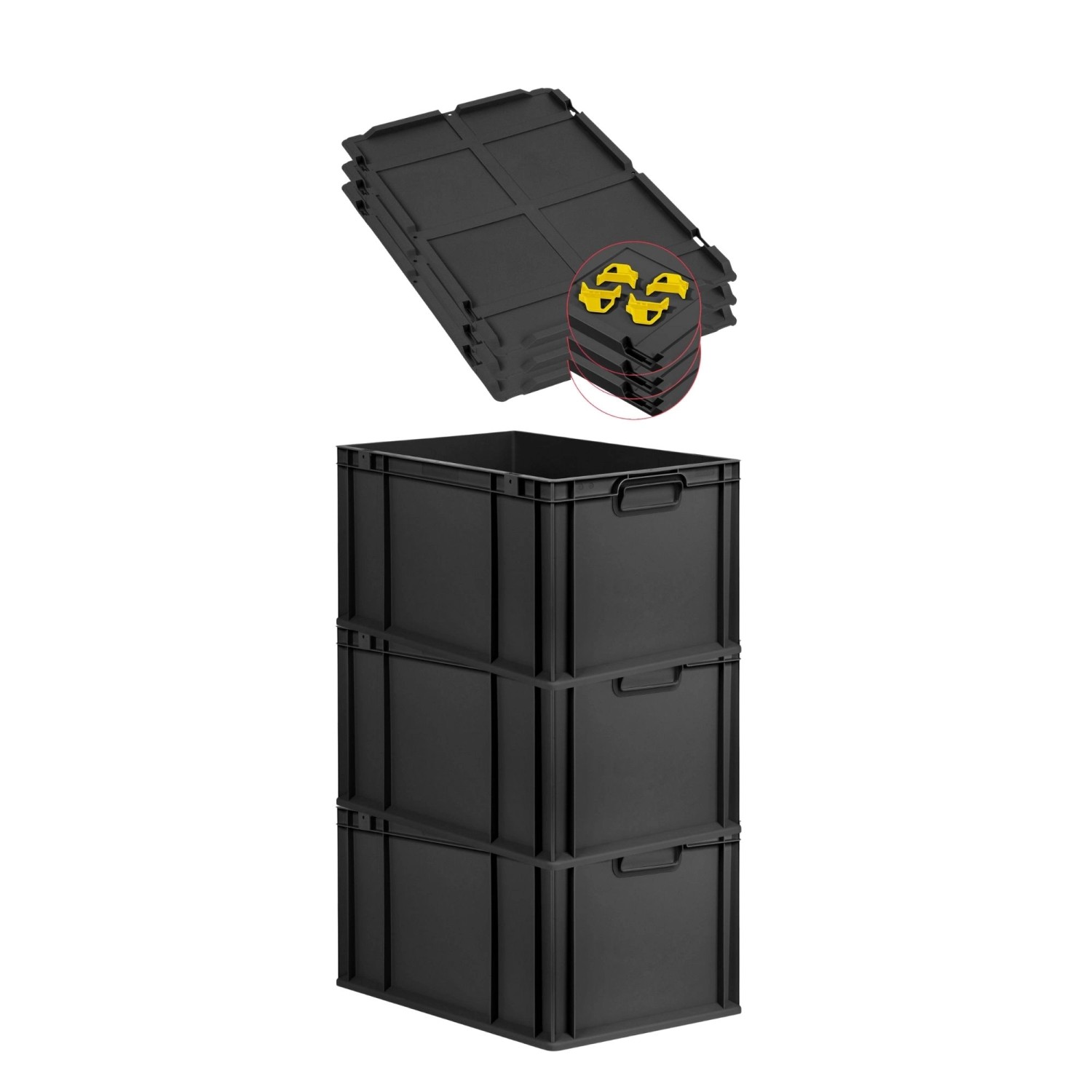 PROREGAL SuperSparSet 3x Eurobox Nextgen Grip Mit Auflagedeckel Und Gelben günstig online kaufen