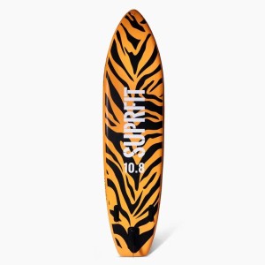 Aufblasbares Suprfit SUP Board Safari Zebra mit orange-schwarzem Streifenmuster für Wassersport.