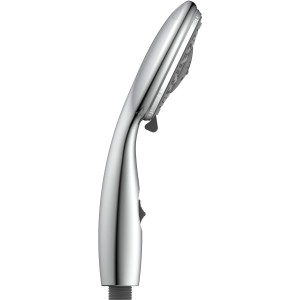 Schütte Aqua-2-Save Handbrause, Chrom, mit Wasserstopp und Anti-Kalk-Noppen.