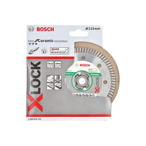 Bosch Diamanttrennscheibe X-Lock, Ø 115mm, für saubere Keramikschnitte. Zubehör für Winkelschleifer.