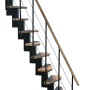 Minka Raumspartreppe Quatro Buche/Schwarz, moderne Innentreppe mit Holzstufen und Handlauf.