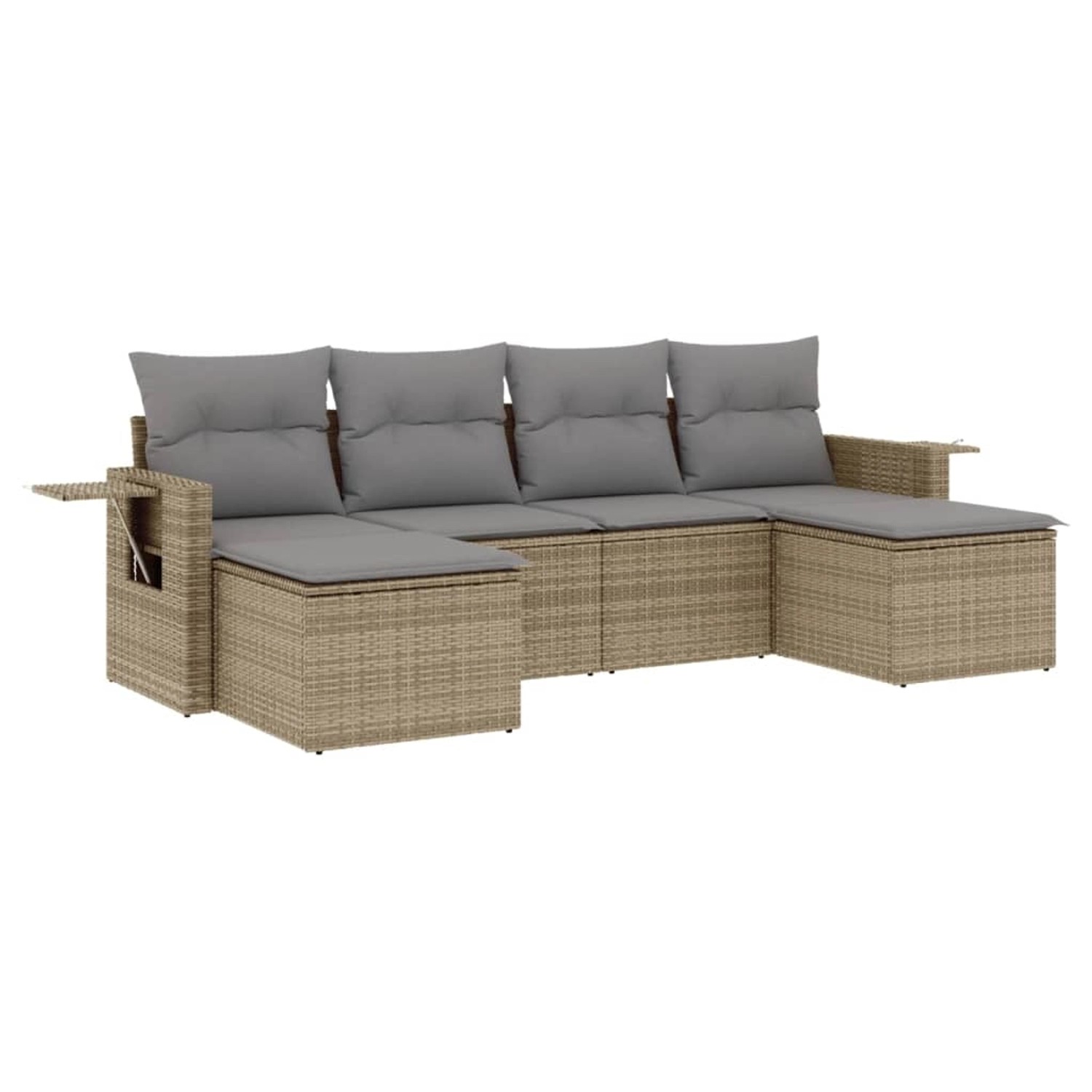 vidaXL 6-Tlg Garten-Sofagarnitur mit Kissen Beige Poly Rattan 3252856 günstig online kaufen