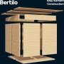 Explosionszeichnung: Bertilo Gartenhaus Pentus 3 Lounge, 234x558 cm, graues Holz, Elementbauweise.