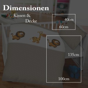 Bestlivings Kinderbettwäsche mit Löwe und Giraffe, 100x135 cm & 40x60 cm. Bettwäsche-Set für Babys.