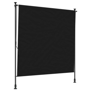 Schwarzes vidaXL Outdoor Rollo 200x270 cm. Verstellbarer Sonnenschutz & Sichtschutz für Garten und Terrasse.