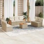 Beige 8-tlg. vidaXL Garten-Sofagarnitur aus Rattan mit Kissen. Gartenmöbel-Set für Terrasse und Garten.