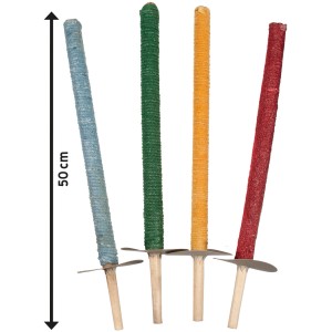 4er-Pack Wachstuchfackeln (ca. 50 cm) in verschiedenen Farben.