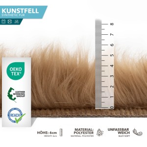 Flauschiges KARAT Kunstfell Nelly in Umber: Weiches Dekofell mit 6 cm Florhöhe.