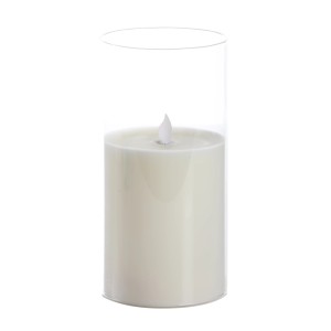 FlowerPower LED-Kerze Puro, Echtwachs, weiß, im Glas, 10x20cm.