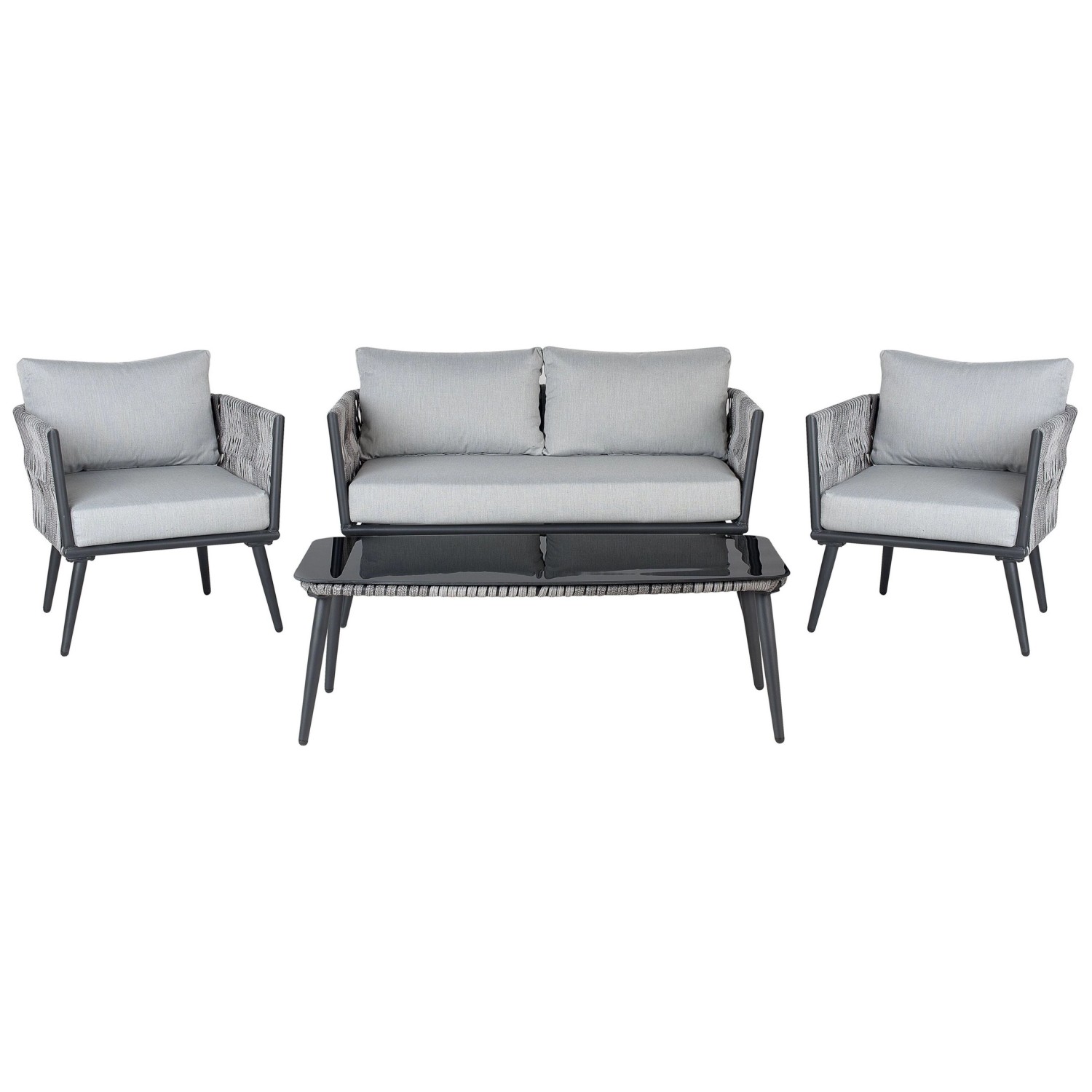 Beliani Sitzgruppe PREVEZA Hellgrau 68x127x82