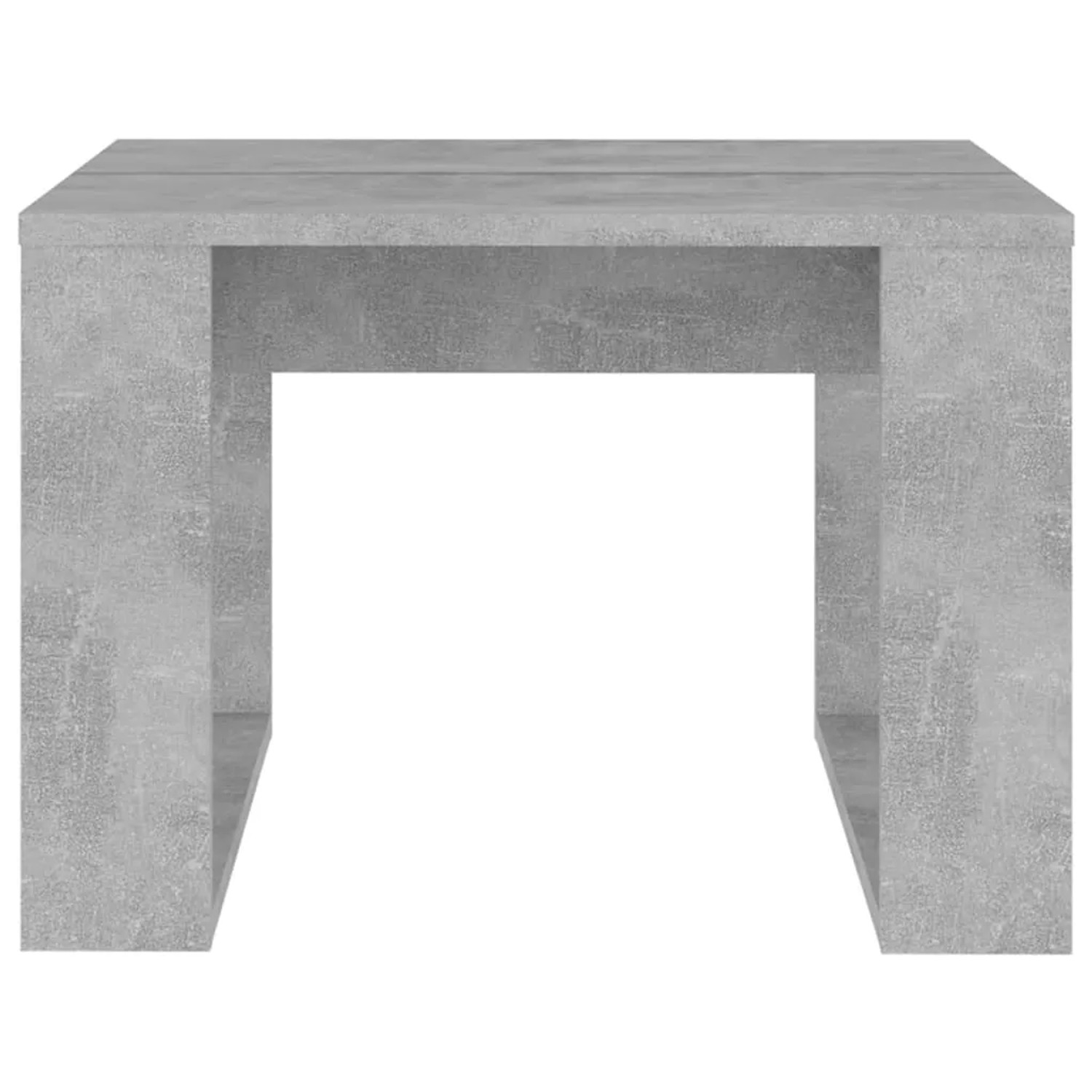 Moderner, betongrauer Beistelltisch (50x50x35 cm) aus Holzwerkstoff für Wohnzimmer.