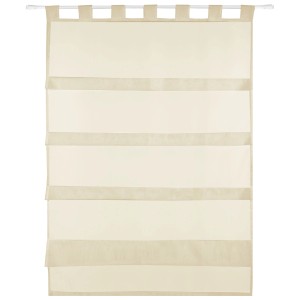 Beige Sky Gardine mit Raffoptik und Schlaufenaufhängung, 80x110 cm. Fenstervorhang für Wohnraum.