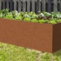 Floraworld Hochbeet aus Cortenstahl (200x100x70 cm) mit Bepflanzung im Garten.