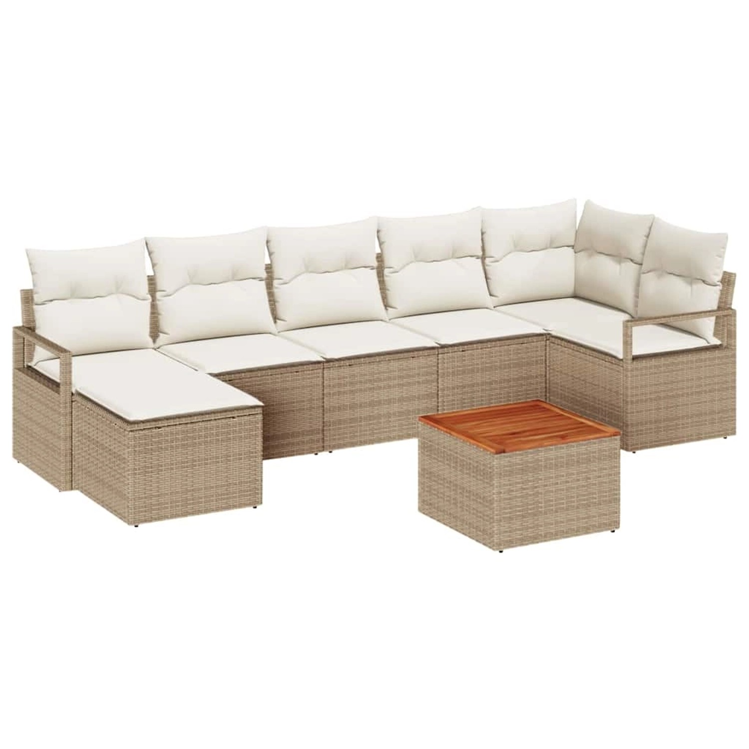 vidaXL Garten-Sofa-Set mit Kissen 8-Tlg Beige Poly Rattan 3347736 günstig online kaufen