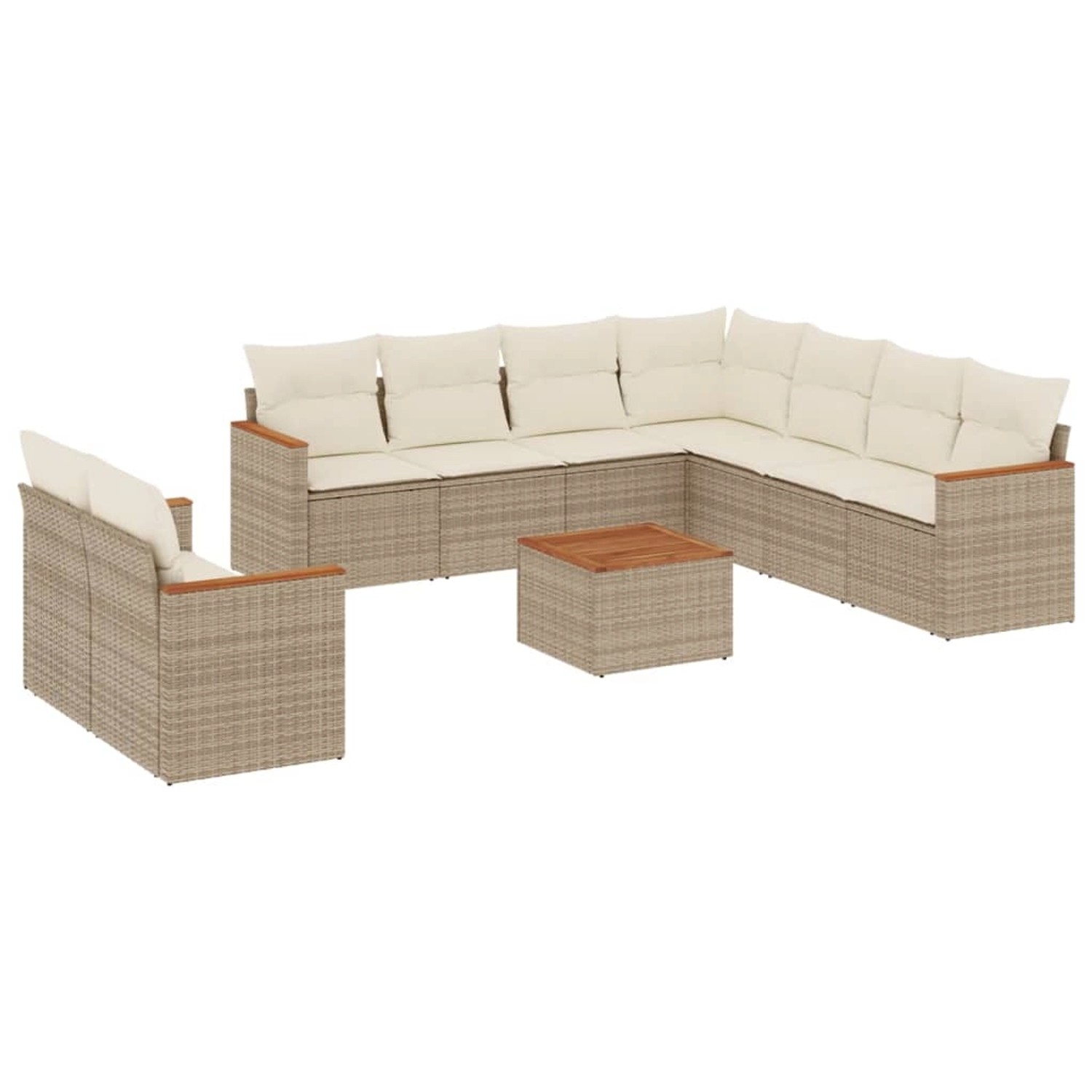 vidaXL 10-Tlg Garten-Sofagarnitur mit Kissen Beige Poly Rattan 3226107 günstig online kaufen