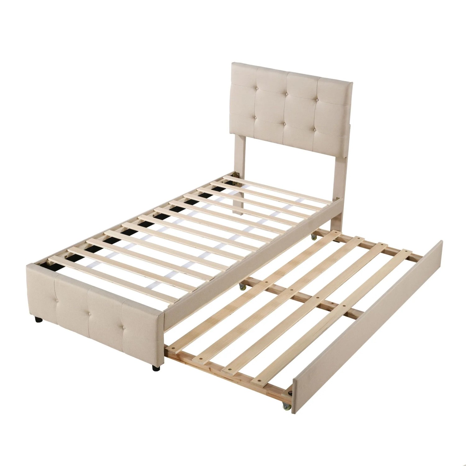 okwish Polsterbett 90x200cm mit Ausziehbett Jugendzimmer Beige ohne Matratze