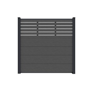 T&J WPC Steckzaun Malchow, 180x180 cm, anthrazit, mit Alu-Abstandhaltern.