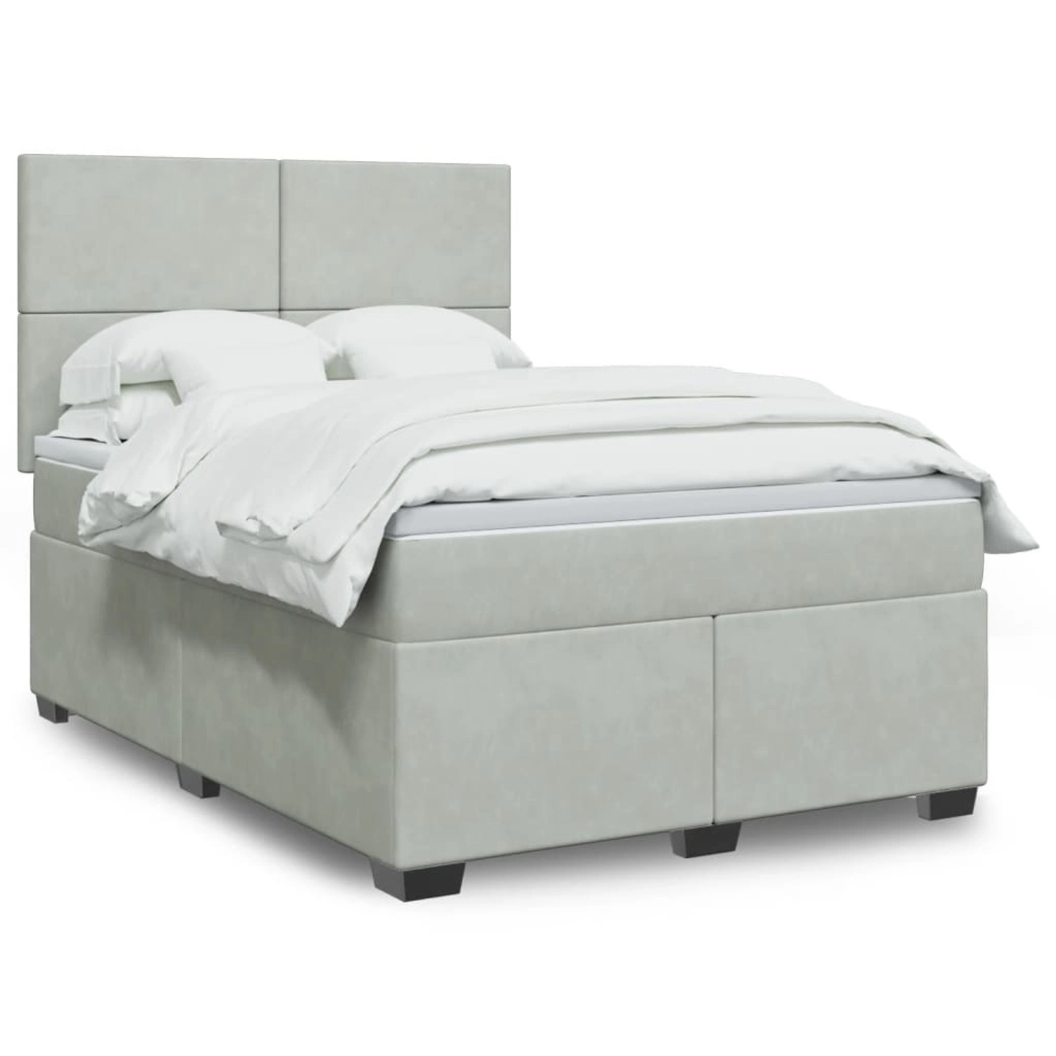vidaXL Boxspringbett mit Matratze Hellgrau 140x200 cm Samt 3293224 günstig online kaufen