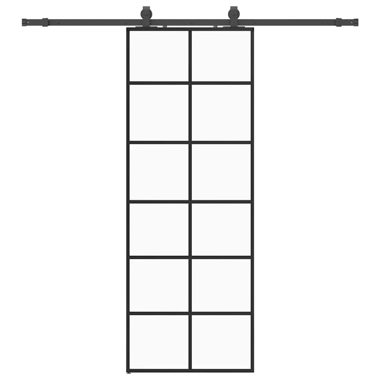 vidaXL Schiebetür mit Beschlag Schwarz 76x205 cm ESG-Glas 3375850 günstig online kaufen