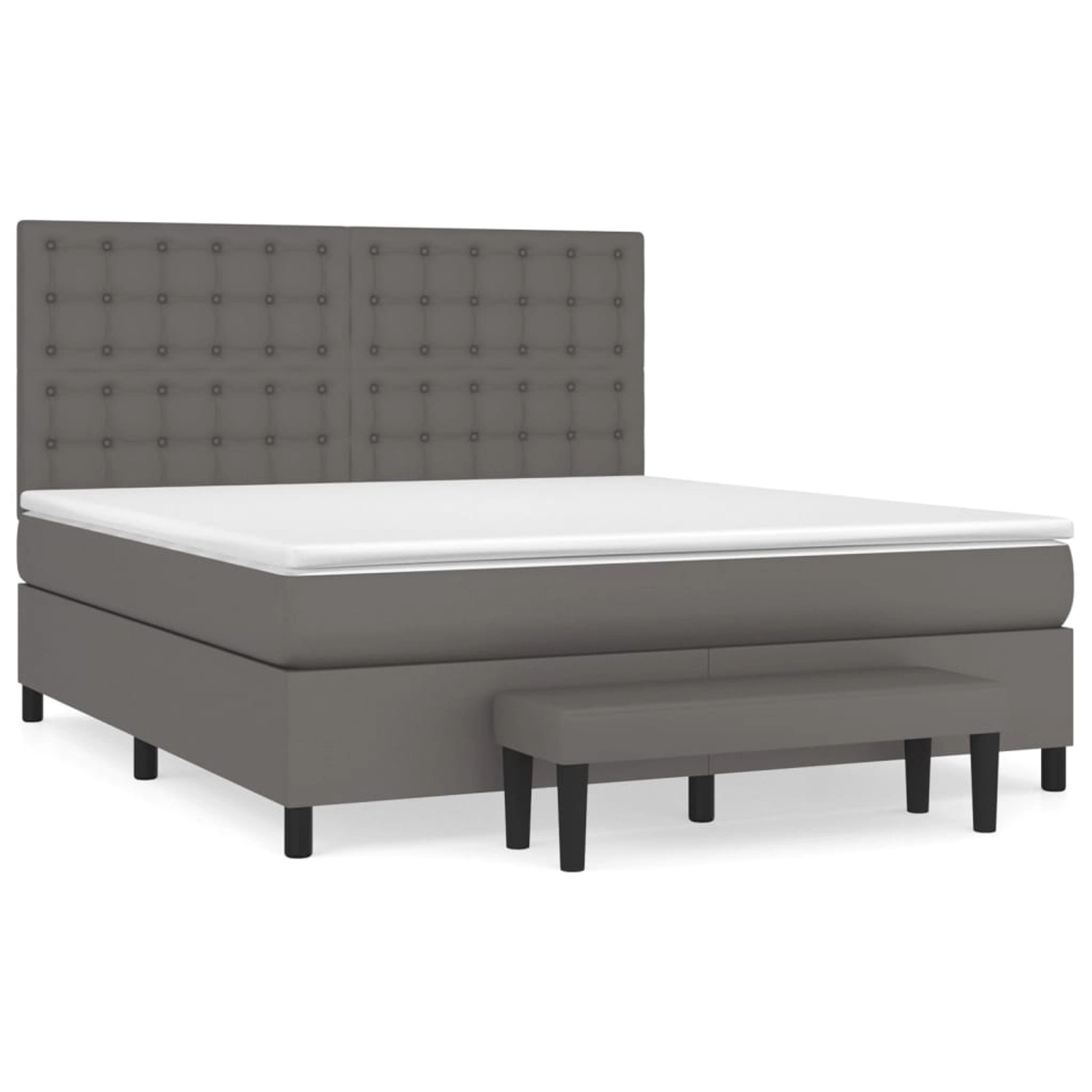 vidaXL Boxspringbett mit Matratze Grau 160x200 cm Kunstleder1466448 günstig online kaufen