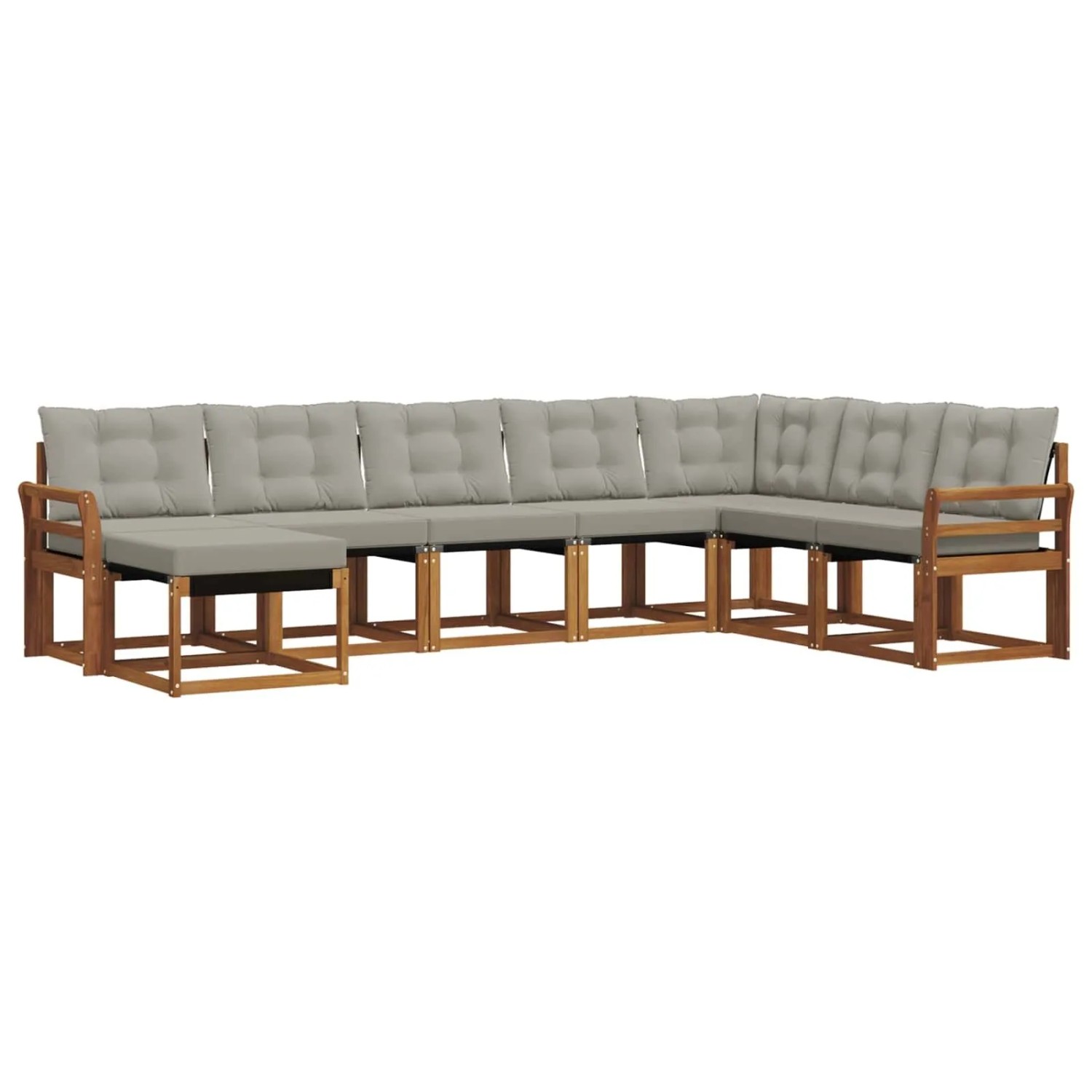 vidaXL Outdoor-Sofagarnitur mit Kissen 8-Tlg Natur und Hellgrau 3368954