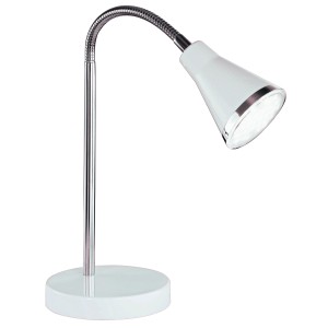 Weiße LED-Tischleuchte mit flexiblem Arm für Büro & Schreibtisch.