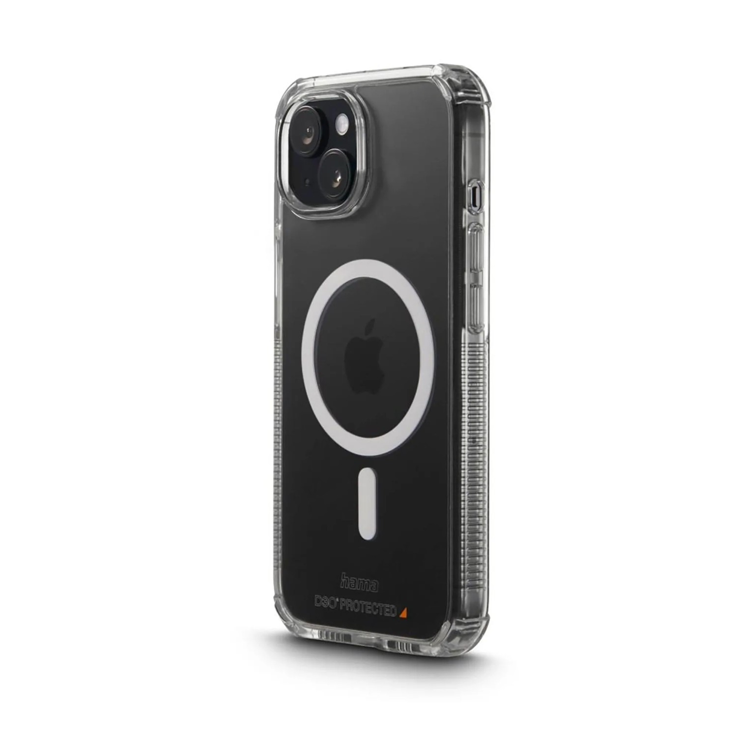 Transparente Hama Handyhülle MagCase Extreme Protect für iPhone 15 mit MagSafe Ring und D3O Schutz.