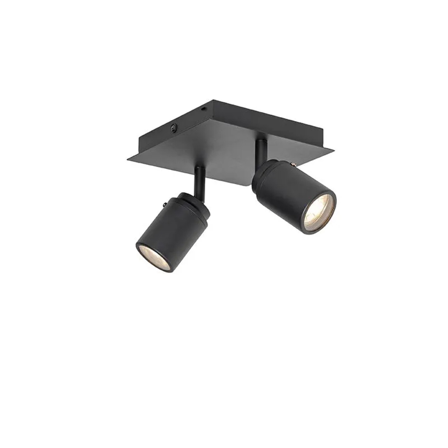QAZQA Moderner BadSpot Schwarz Quadratisch 2 Flammig IP44 Ducha