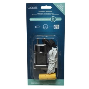 Lumineo Batterie-Ersatz für Lichterketten, 300cm, mit 3 AA-Batterien. Adapter für Innenbereich.