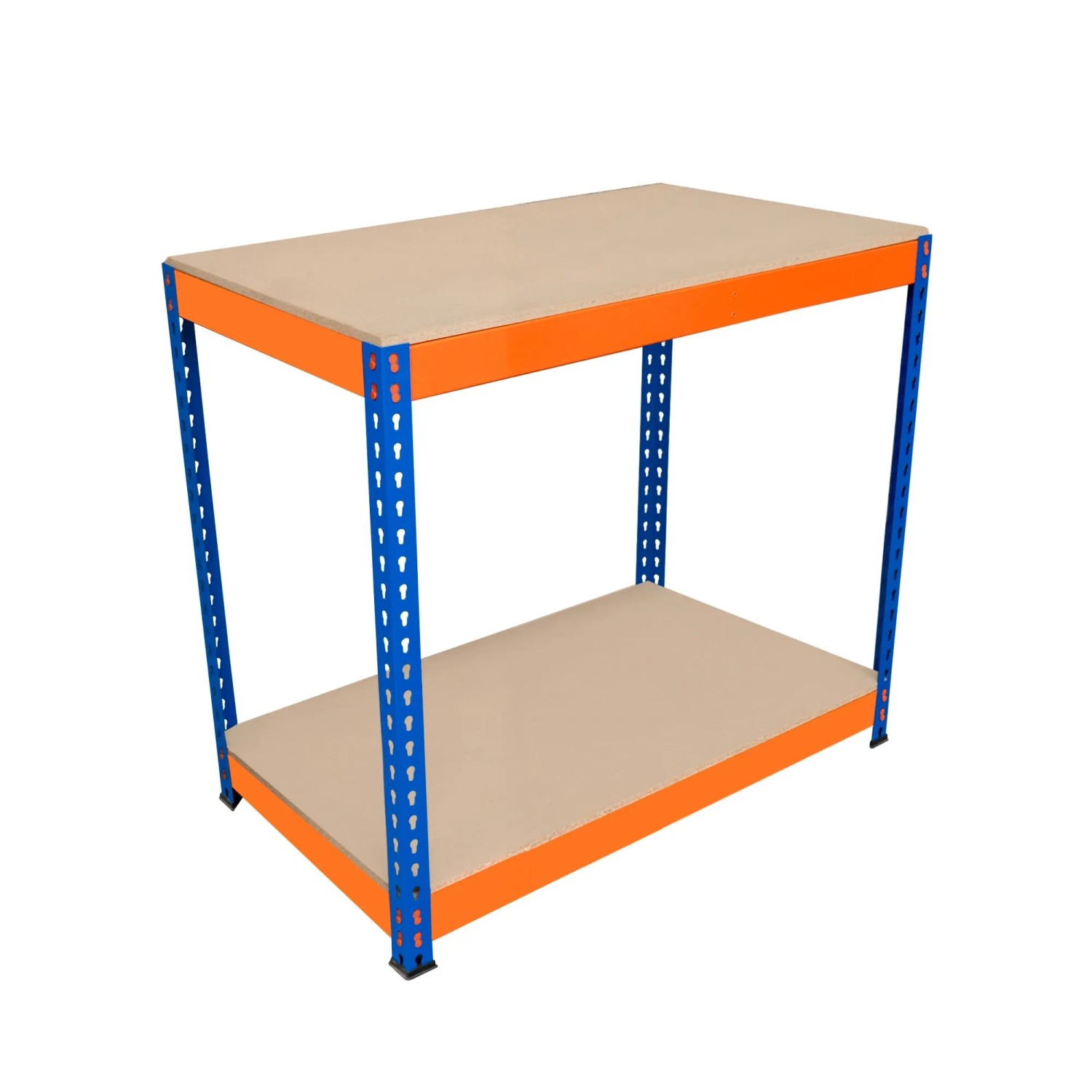 Monstershop S Rax Werkbank mit 2 Ablagen, 90x60x90cm, blau/orange. Ideal für Werkstatt & Hobby.