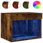 Wand-Nachttisch mit LED, Räuchereiche, 40x30x30cm, 2er Set. Schwebender Nachttisch mit RGB-Beleuchtung.