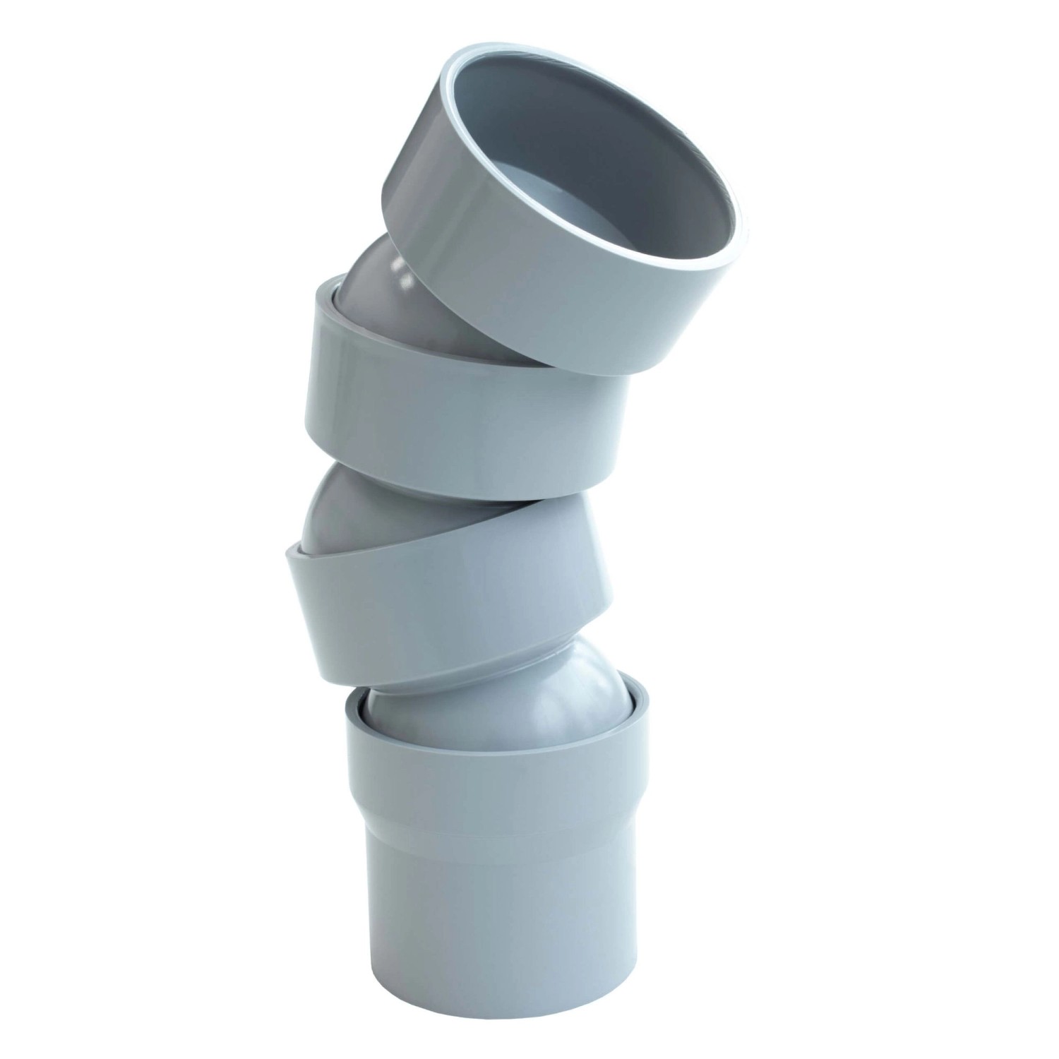 Inefa Flexibler Rohrbogen PVC 3x DN 50 45-67 Grad Bogenstück Grau