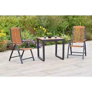 Merxx Athos 3-tlg. Gartenmöbel-Set mit Klappsesseln und Ausziehtisch aus Akazienholz.