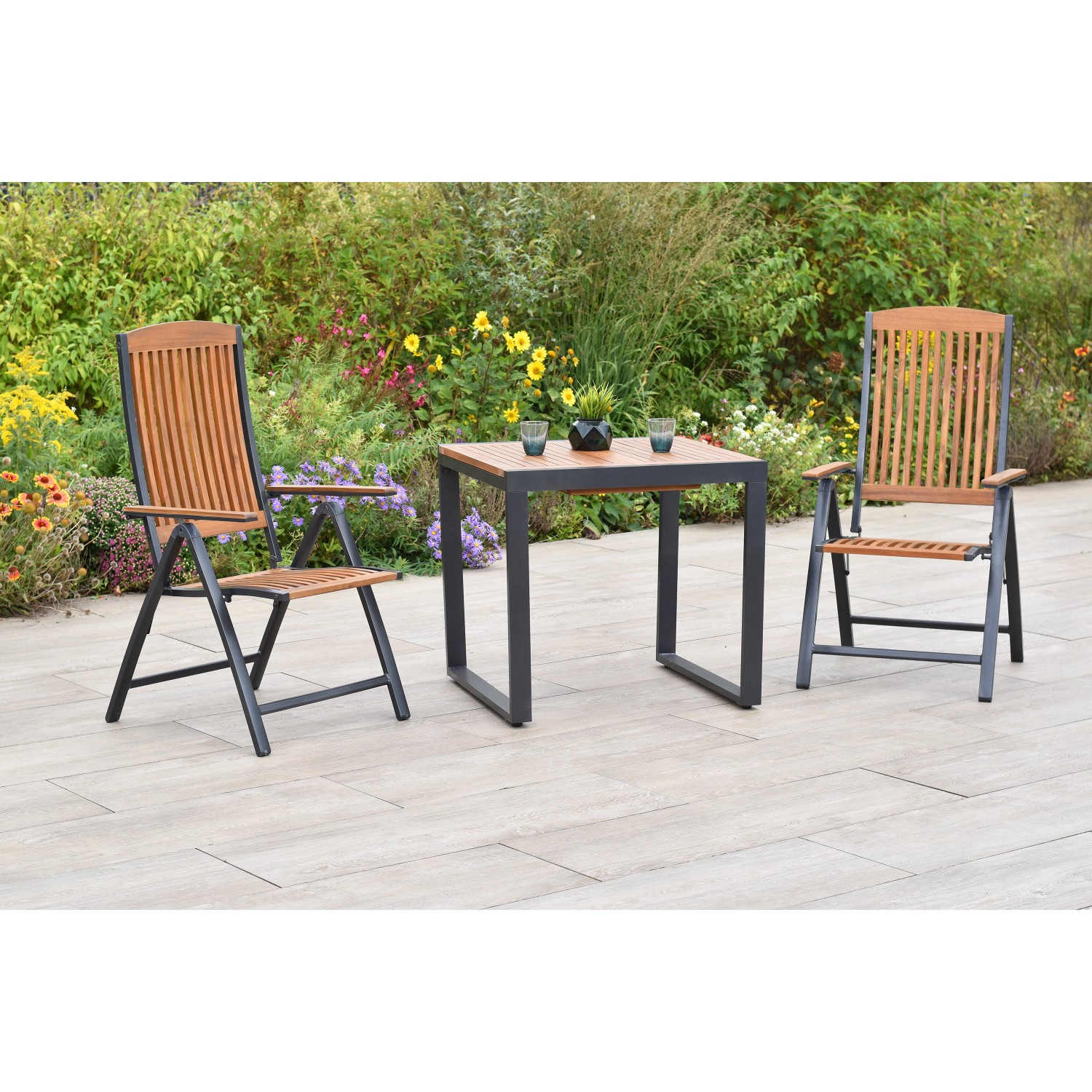 Merxx Athos Set 3-tlg. 2 Klappsessel Balkon-Tisch Ausziehbar günstig online kaufen